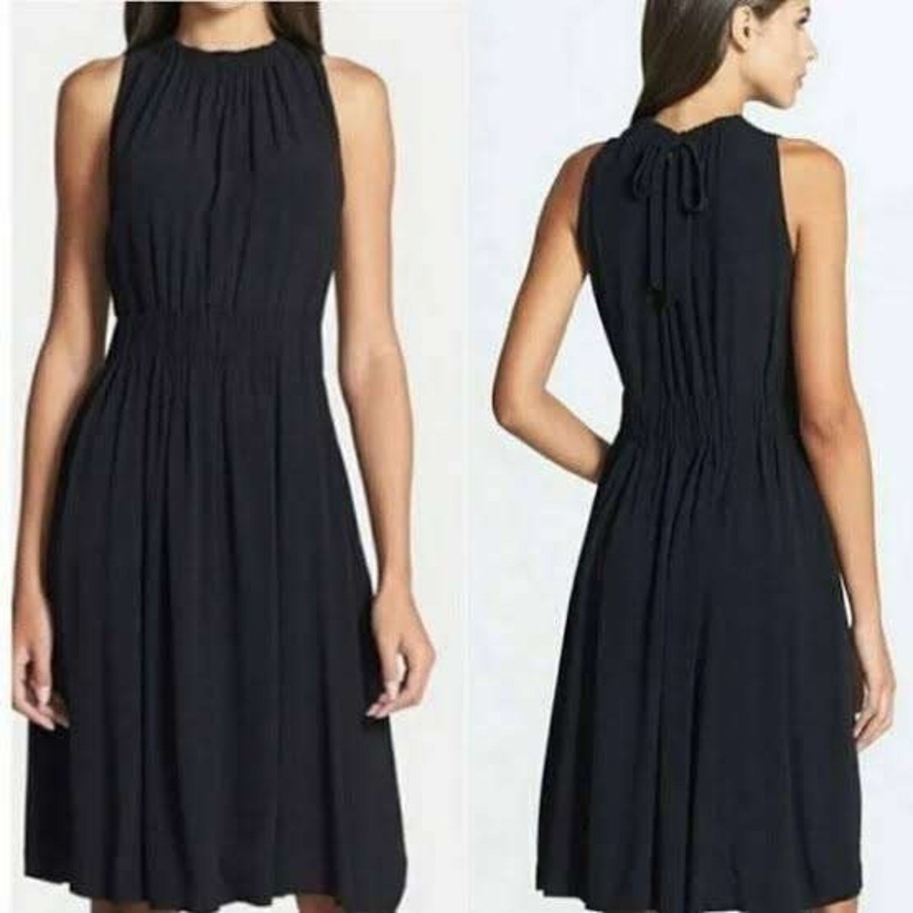 Kate Spade Rio De Janerio Crepe Dress Women 0 Black High Neck OUMU0363